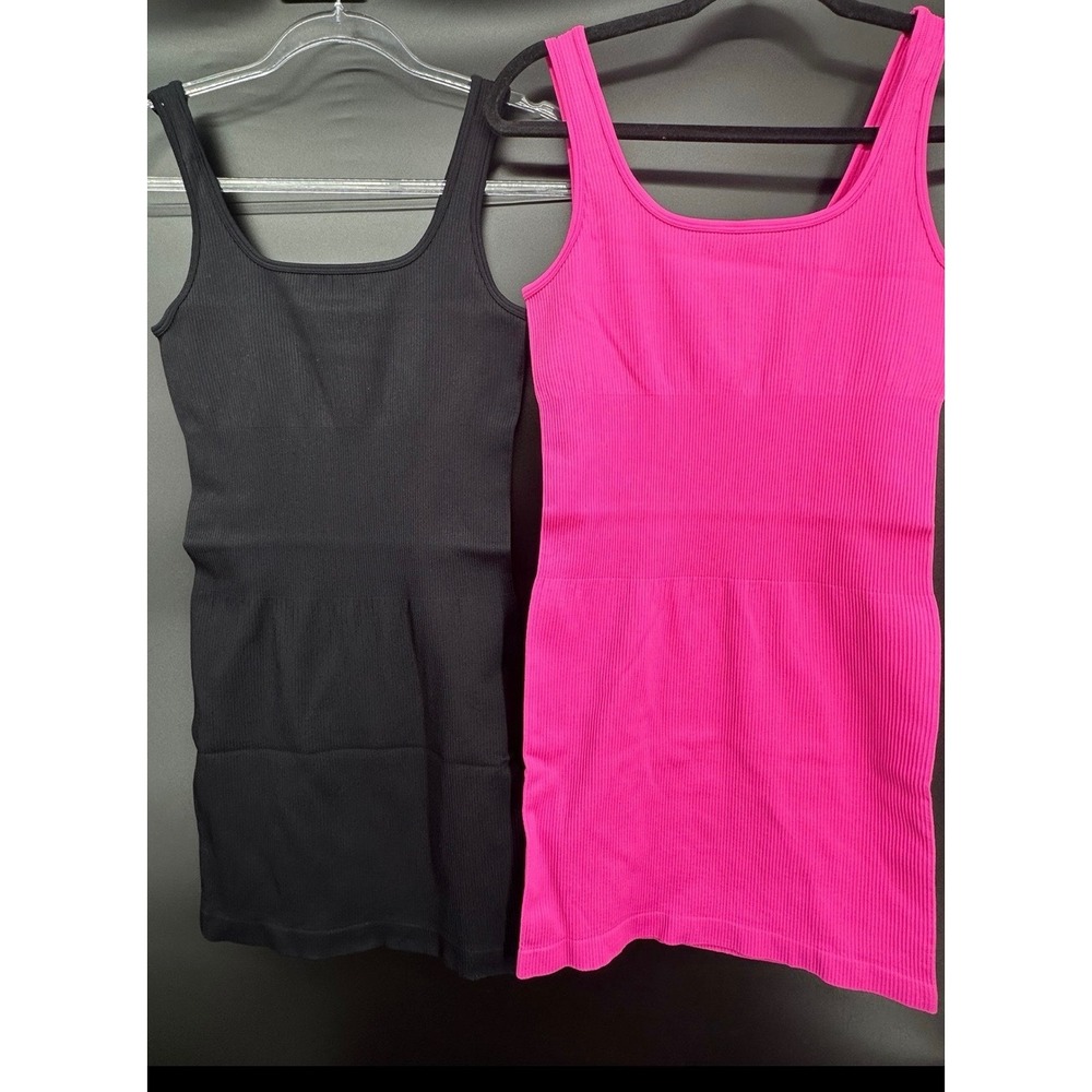 OQQ Womens 2 Pack Seamless Ribbed Bodycon Dresses‎ Black Pink Size Small